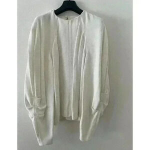 VICTORIA BECKHAM IVORY CREPE LONG VOLUMINOUS SLEEVE BLOUSE US SIZE 2